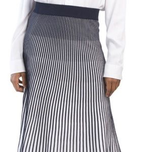 Nanette Lenore Navy Blue & White Sweater Skirt Size Large